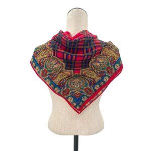 Vintage Wool ECHO 90s Y2K Patchwork Paisley Plaid Floral Scarf